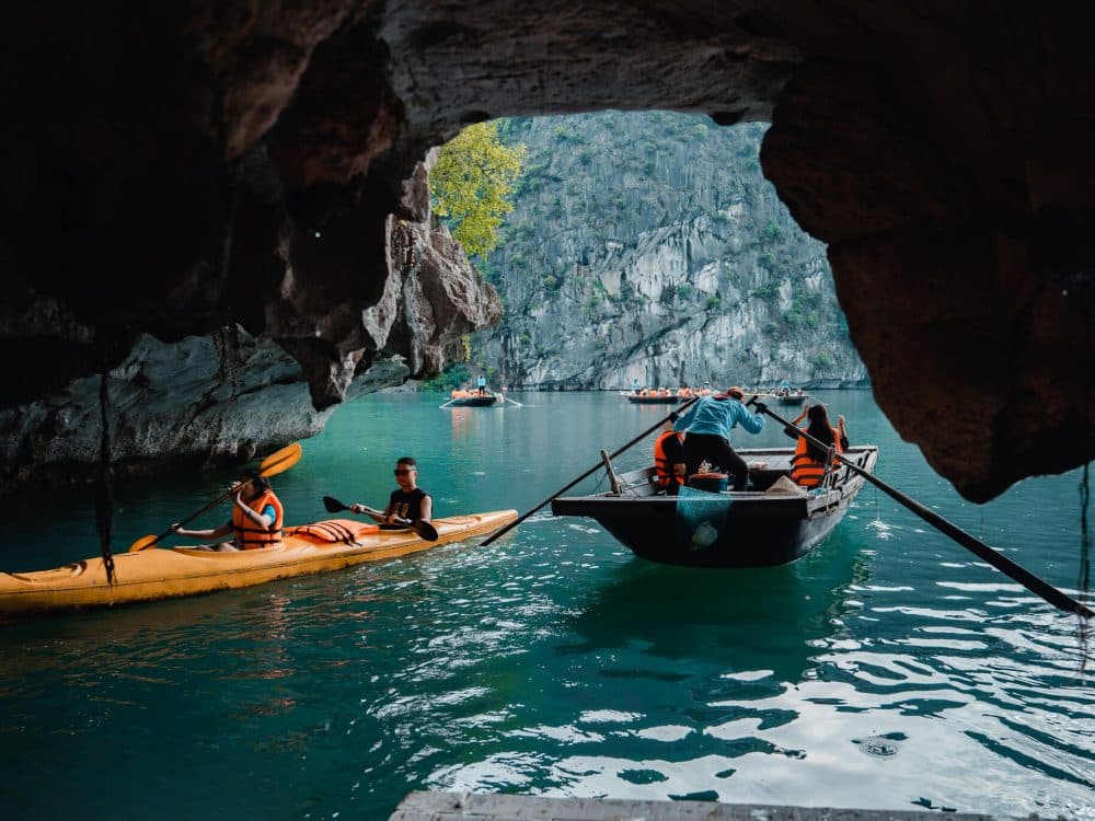 Kayaking in Mystical Dark and Bright Cave